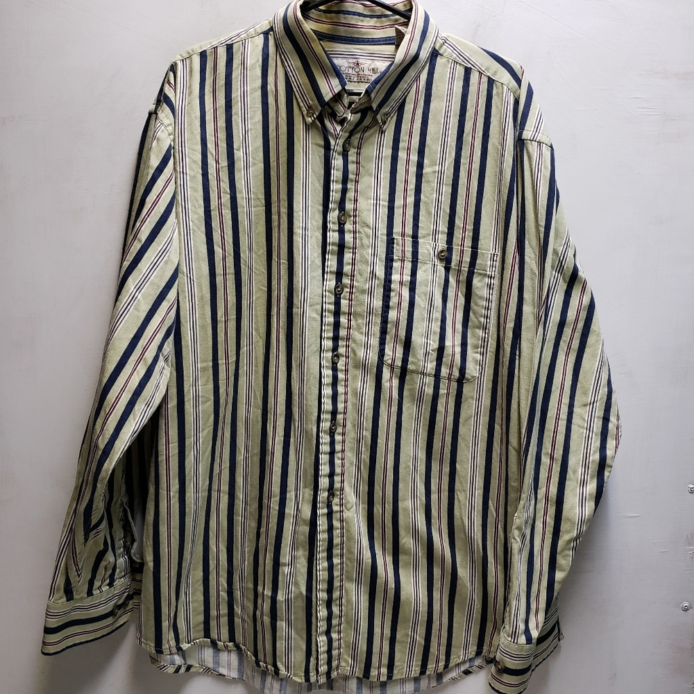 Cotton Mill mens/unisex XL oversized striped western cowboy style L/S shirt